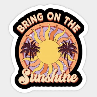 Vintage Retro Summer Rainbow Sunset Bring On The Sunshine Sticker